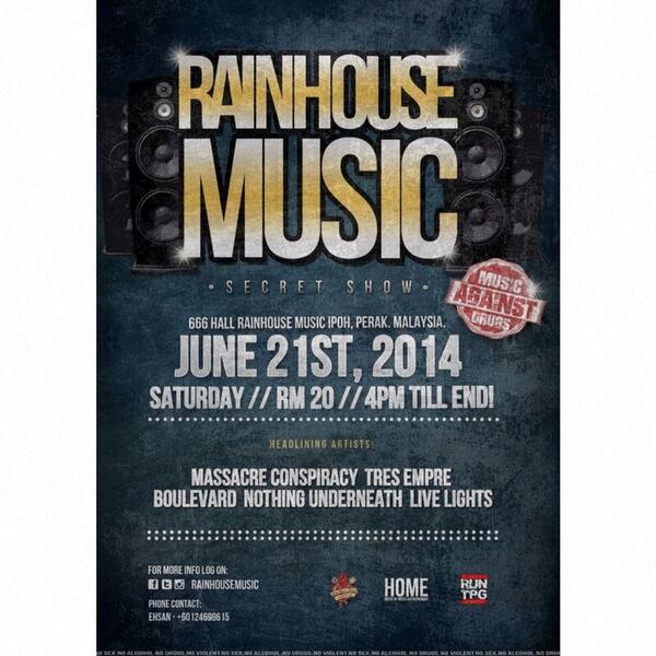shashadischarge's tweet image. Jom ramai ramai kite ke rainhouse ipoh 21 june dpn ,ok!!  #ipohproud #supportourlocalband #perakmosher