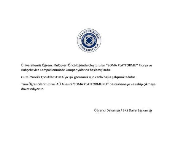 ‘’SOMA'YA YARDIM PLATFORMU’’ 
ile ilgili Önemli Duyurudur.. <a href="/drmaydin/">Prof. Dr. Mustafa AYDIN</a> <a href="/Yadigarizmirli/">Yadigar İZMİRLİ</a> <a href="/KenanSVRKAYA/">Dr. Kenan SİVRİKAYA</a>