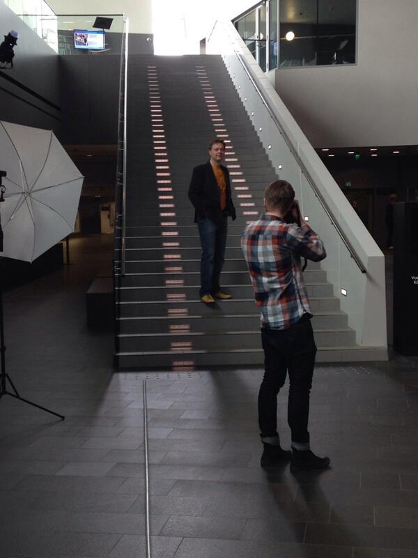 JanneVihervuori's tweet image. Photoshoot at #musiikkitalo - porraskuva eli 'stairsie' by #musta&amp;amp;valkoinen. #bilot #stairsie