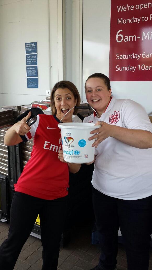 jovannorman's tweet photo. Tesco Watton raising money for unicef soccer aid. http://t.co/27QW4cv18t