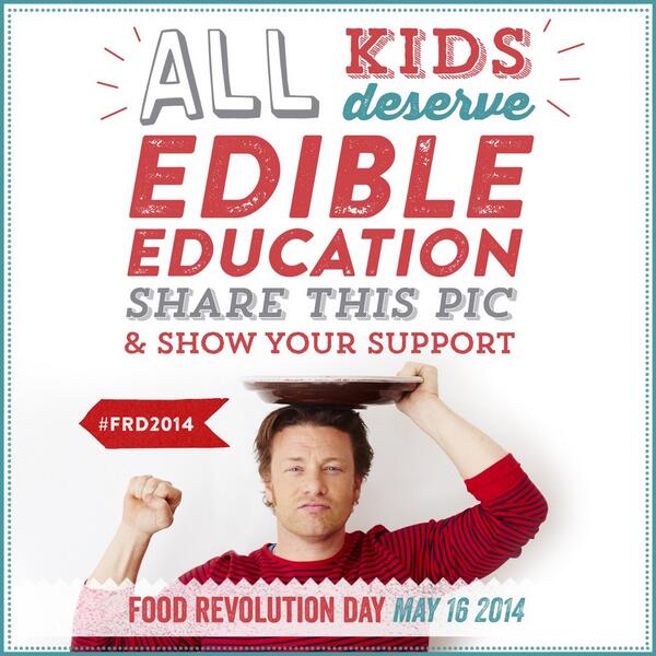 jamieoliver's tweet photo. Big thanks and Big love to everyone who joined in the live cooking lesson for Food Revolution Day! #FRD2014 http://t.co/oeAst8FDSo