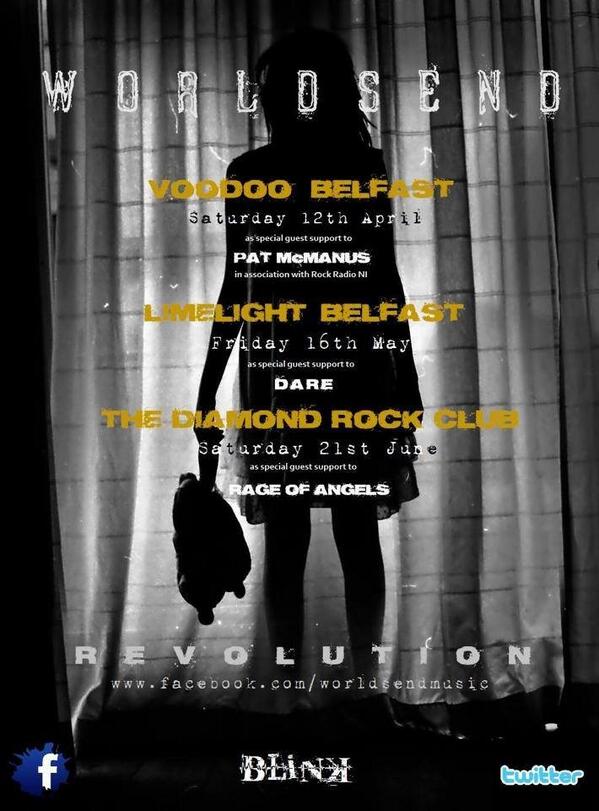 Worldsend Dare Crash <a href="/LimelightNI/">Limelight Belfast</a> Belfast tonight! Kickin off early so get your move on dudes! Doors at 7