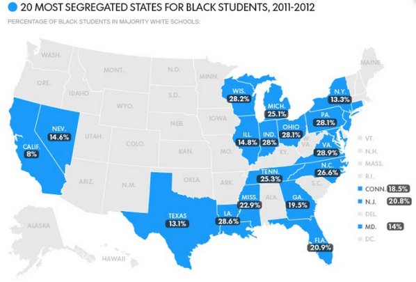 SchottFound's tweet image. 60 yrs after Brown, here are the 20 most segregated states for students of color. usat.ly/1n4XnXC