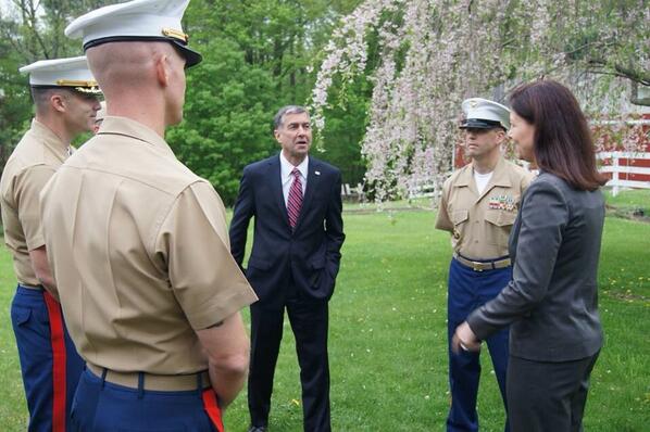 <a href="/KellyAyotte/">Governor Kelly Ayotte</a> and I speaking with Marines of my former unit, Bravo Company, 1/25 <a href="/Dreams4Marines/">Dreams for Marines</a> event today.