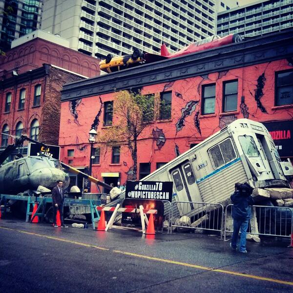 YashYanthi's tweet photo. Living in #Toronto we aren't fazed by a train-helicopter crash on our streets @DowntownYonge #GodzillaTO opens today http://t.co/4x83EQaJRJ