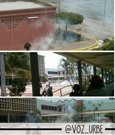 ESPERANZA__VZLA's tweet photo. Son bombardeados los estudiantes de la (URBE) dentro de la casa de estudios. #Maracaibo #16MY http://t.co/JBn6YnQyBe