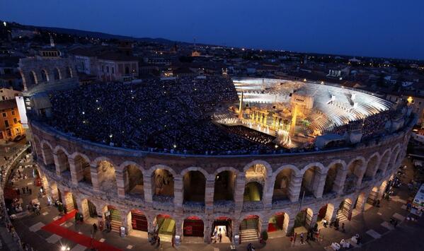 wineislived's tweet photo. #winesip #aWorldofWines falling in love with #Amarone during an opera concert at the #Arena of #Verona.. http://t.co/zVLrj9raFQ