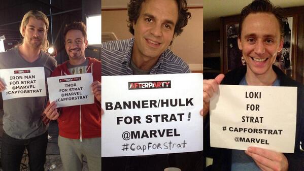 mashable's tweet image. Avengers assemble for terminal cancer patient's 'Winter Soldier' wish on.mash.to/1gPqASx #CapForStrat