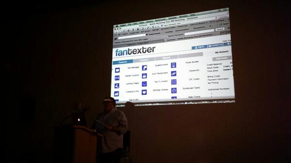 Shawn Radley of <a href="/Fantexter/">Fantexter</a>,talking about venues/musicians ability to text fans.Avg view, w/in 10mins. #tgthr5 #music2