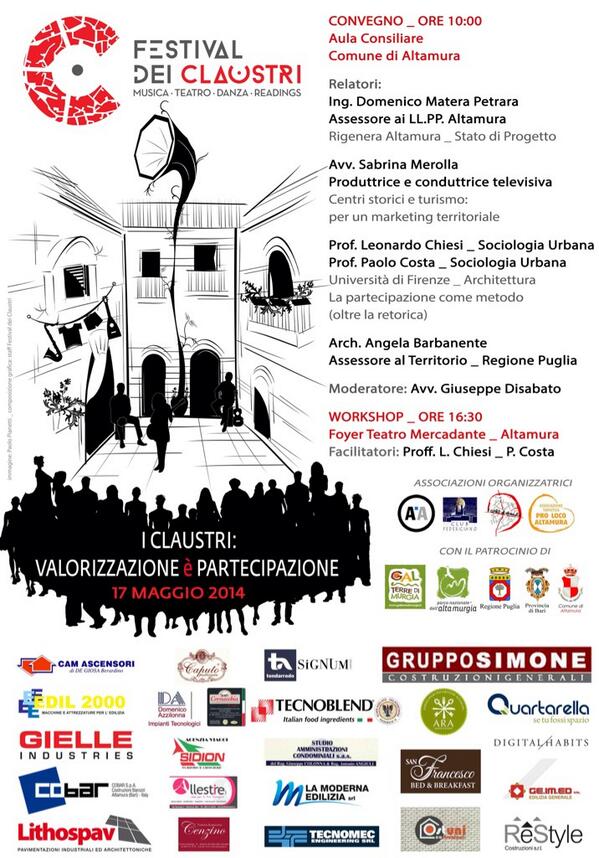 paolinoco's tweet photo. Dopo Matera e Pizzo Calabro si torna al Sud. Domani convegno ad Altamura che lancia il Festival dei Claustri http://t.co/aWihSo97P5