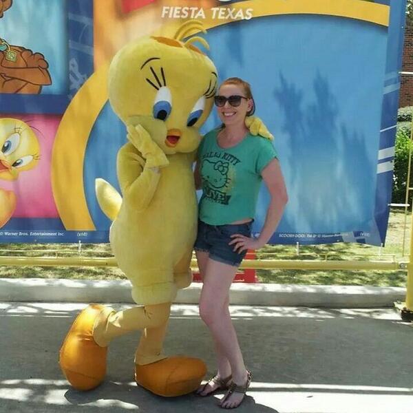 At #sixflagsfiestatexas last week. Great time! #sixflags #coasters #adrenaline #addicted #tweetybird #happy