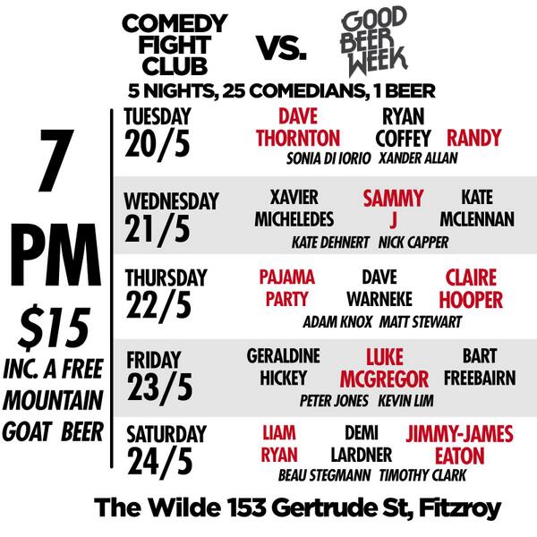 ComedyFightClub's tweet image. RT this tweet for your chance to win a FREE week long Double pass to Comedy Fight Club Vs @GoodBeerWeek.Beer Included