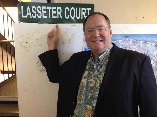 Pixar's tweet image. It's almost time for John Lasseter's commencement speech at #CalArts2014: