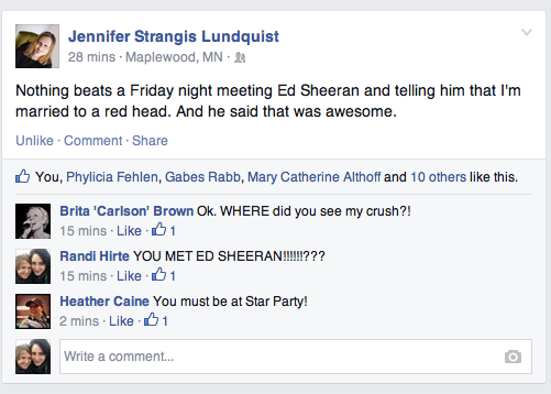 DementorLife's tweet photo. My Sigma Sigma Sigma advisor just met @edsheeran #JealousTweet http://t.co/WHVCdT6RkE