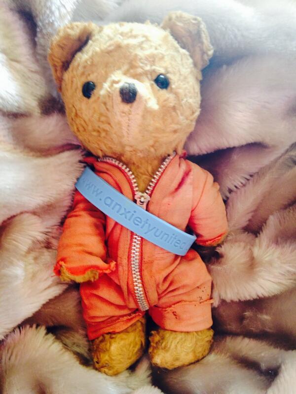 @AJ628studentMH @AnxietyUnited My bf's old ted modelling the latest fashion accessory... #stopmentalhealthstigma