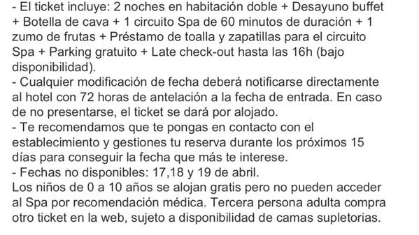 rubensgp7's tweet photo. 60€ VENDO 2 NOCHES PARA 2 con spa de martes a viernes en Junio en Valdepeñas de ciudad Real. Costó 98€ @BuscadorJaen http://t.co/e8SL9dDRl4