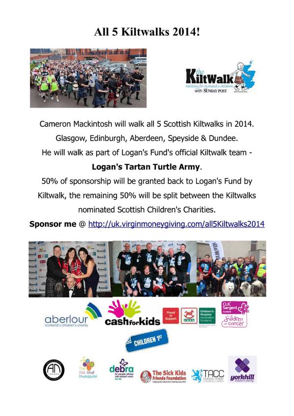 Cameronzip's tweet image. #thekiltwalk all 5 events this year - Aberdeen tomorrow - 26 miles each - uk.virginmoneygiving.com/all5Kiltwalks2…