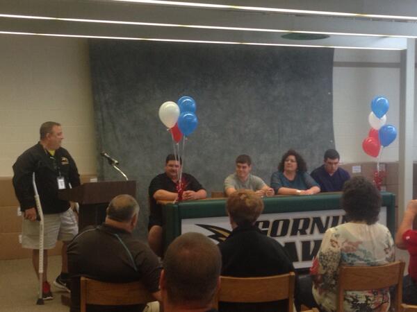 TheLeaderVargo's tweet photo. Bill Pierce speaks at Connor LeBarron's signing. http://t.co/Mn3tQQJm95