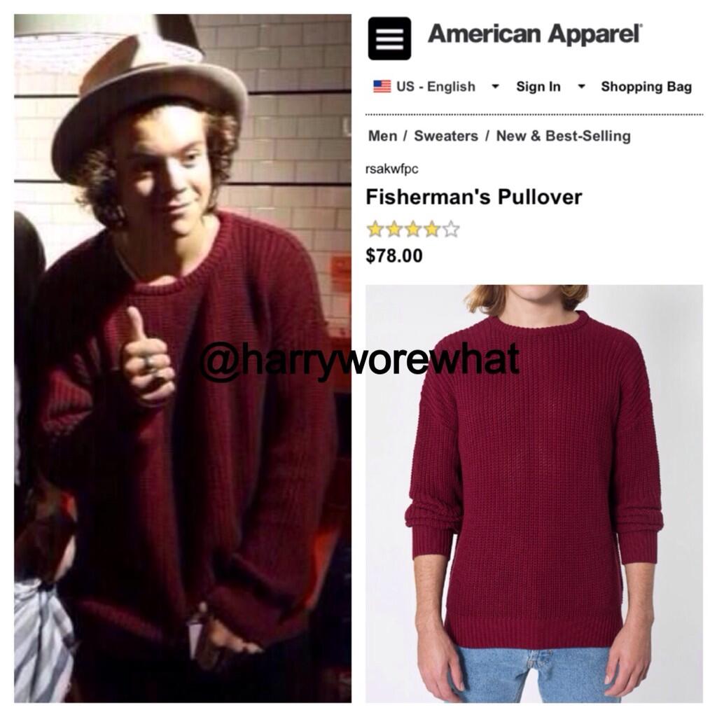Harry Wore What on X Harry wore a 78 American Apparel Fisherman s Pullover in Burgundy today in London 5 29 14. http t IqKLxePoYu X