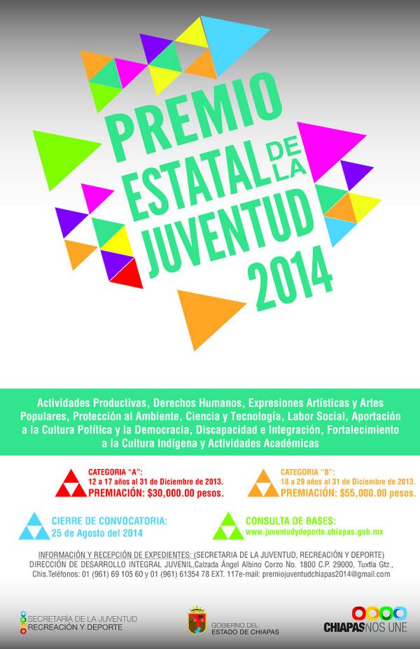 ObetToala's tweet photo. "@subjuventudchis: Chavos los invitamos a participar al “Premio Estatal de la Juventud” http://t.co/HgzN6SgICz" @Fussionno