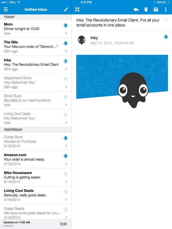 InkyPhishFence's tweet photo. BIG NEWS! Inky Mail now works on your iPhone &amp; iPad! Free for a limited time. Download now! http://t.co/s3kV4bMGs6 http://t.co/6SQRViYKaA