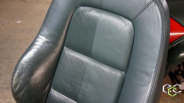 Shiny leather = dirty leather!! 50/50 showing the difference a deep clean can make to dirty leather. #detailing #Audi