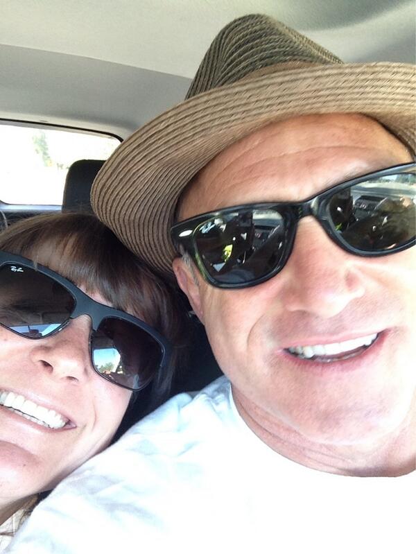 Proud parents on the way to Em's grad. #firstselfie #emptynest #finally