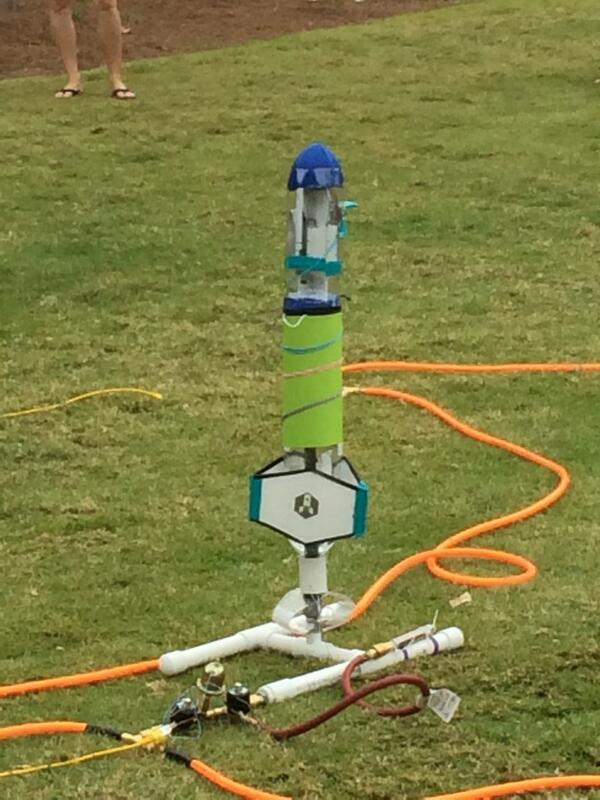 derekgathright's tweet image. Goodbye Yolo.  You were a good rocket, but your new home is now on the roof of the resort.  #JSConf #noderockets