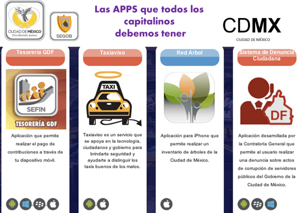 SeGobCDMX's tweet photo. #appsCDMX Conoce las aplicaciones que el @GobiernoDF tiene para ti. @AGUCDMX @locatel_mx @Capital_21 http://t.co/LIzt4Wet31