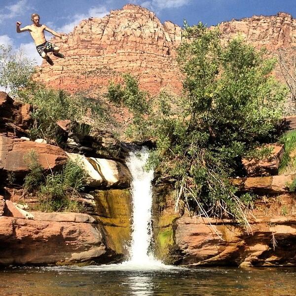 NatlParksPhotos's tweet photo. #liquidlife #plunging in #utah #zion #nationalparks #waterfall #waterfalljumping #livinlife #swimming #swimmingho... http://t.co/8VXYMCG3Rn