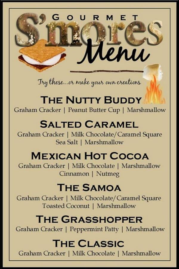 Meggers5163's tweet photo. @CoachAx00 @MommaAx1 @TreiAxline @AxlineFaithe Our s'more menu for our next bonfire!! http://t.co/8788zTsVEJ