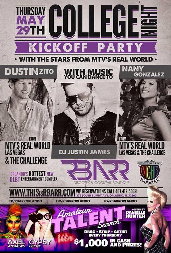 dustinzito's tweet photo. #PartyPartyPartyLetsAllGetWasted #RBARR Come see Me Tonight for College Night Kickoff! http://t.co/Mc5xRF6ewX
