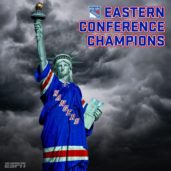 The <a href="/NYRangers/">New York Rangers</a> are headed to the Stanley Cup FINALS!

Naturally, Lady Liberty is dressed for the occasion.