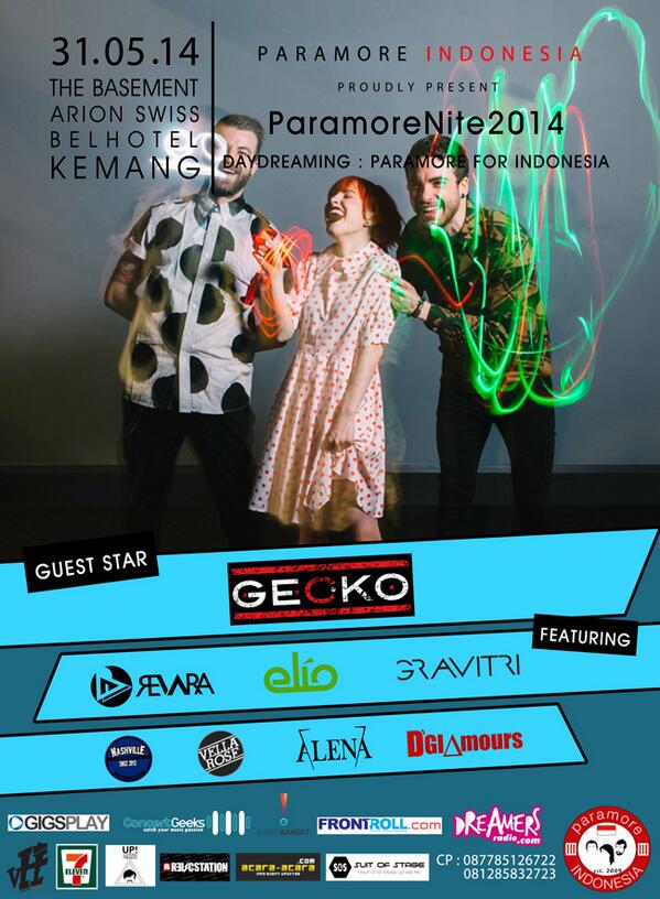 TOMORROW #ParamoreNite2014!! Daydreaming: Paramore for Indonesia. LIVE at <a href="/arionkemang/">Arion Swiss-Belhotel</a> presented by <a href="/paramoreINA/">Paramore Indonesia</a>