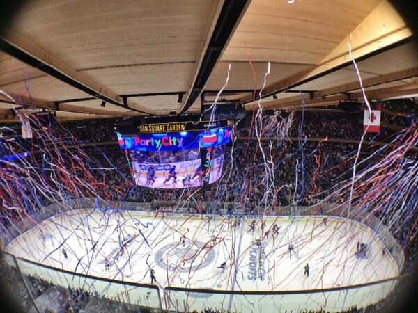 NHL's tweet photo. It'll be a party on Broadway tonight... the @NYRangers are headed to the 2014 #StanleyCup Final. http://t.co/y257Y2nexl