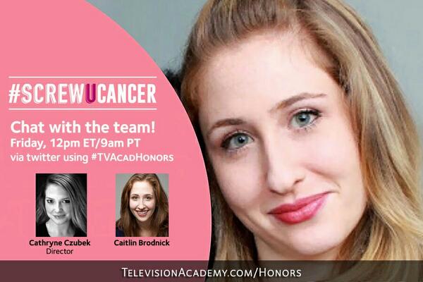 Chat w/#ScrewUCancer's <a href="/caitybrodnick/">Caitlin Brodnick</a> &amp; <a href="/salted_media/">SALTED MEDIA</a> TOMORROW, 12pm ET! #TVAcadHonors >TelevisionAcademy.com/honors