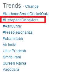 Heropanti's tweet photo. We are overwhelmed with the great response from all you Heropanti fans! TRENDING at no 2! #HeropantiOnceMore http://t.co/EJzkgg1TtB
