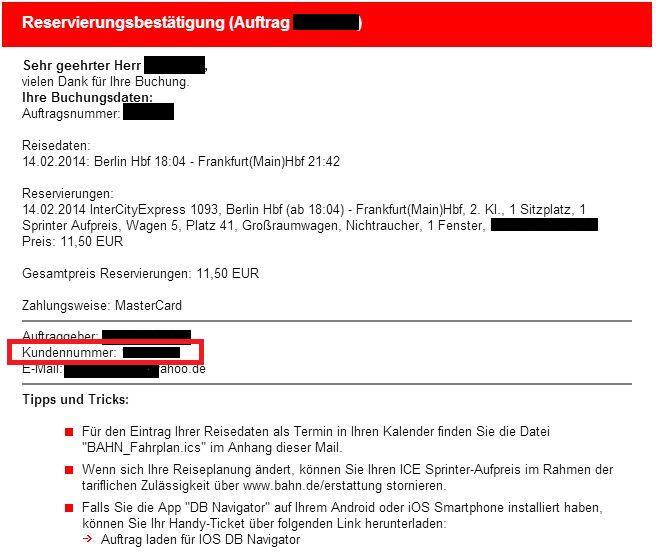 Deutsche Bahn Personenverkehr on X: "@iReviewGER Die Kundennummer steht in  der Reservierungsbestätigungs-E-Mail. Anbei ein Beispiel: /mi  http://t.co/1YGBkEWFM0" / X