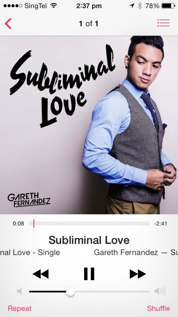 ludacus's tweet image. Latest track purchased: @GARETHFERNANDEZ #subliminallove #localforlocal