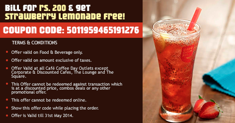CafeCoffeeDay's tweet image. Start your day with a refreshing Strawberry Lemonade from CCD! Follow link to avail offer! goo.gl/Jyictp