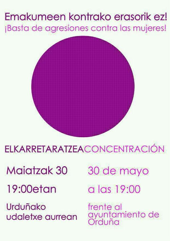 <a href="/aiaraldea/">Aiaraldea.eus</a> <a href="/emaioon/">Emaion </a> 
Emakumeen aurkako erasoa Urduñan. Gaur 19:00etan kontzentrazioa.