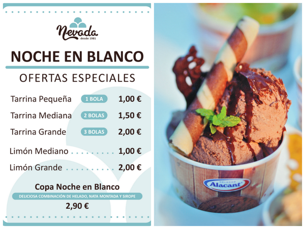 heladerianevada's tweet photo. Esta noche en blanco pásate por la heladeria y disfruta de nuestras ofertas especiales. http://t.co/7earPTCf34