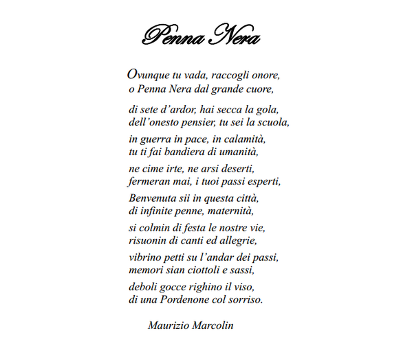 La poesia di Maurizio Marcolin, dedicata alle Penne Nere a #Pordenone. #alpiniadunata2014