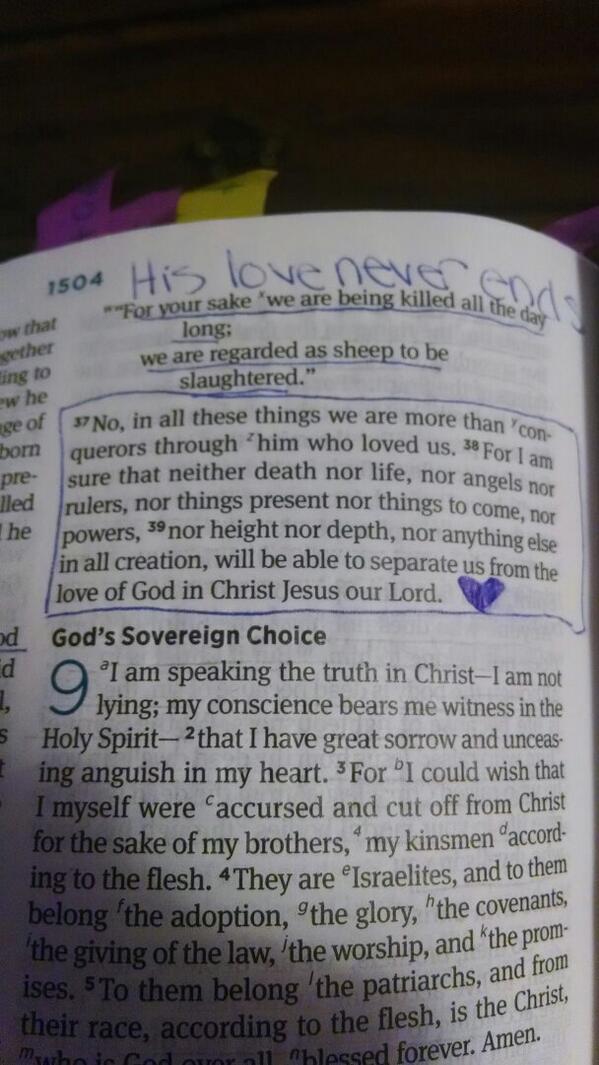 Romans323Megan's tweet photo. His love never ends...Romans 8:37-39 http://t.co/unWr7bIKtO