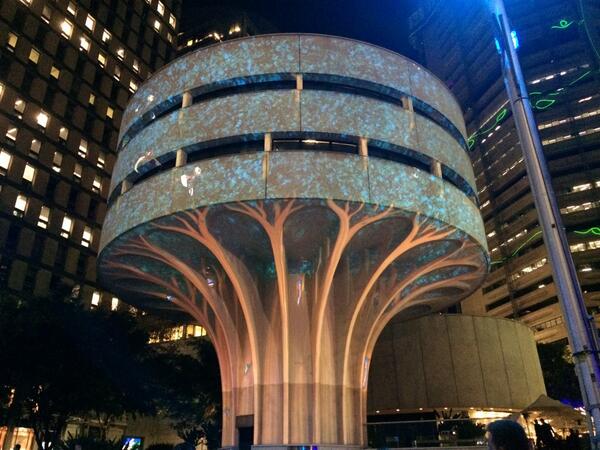 ISF_KidsArmyAUS's tweet photo. In Sydney at the moment, and the #VividSydney display turned a building into a tree! So cool! http://t.co/qRNkLI09lq