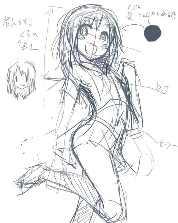 @laikof ラフ出来ました( '•ω•` )髪型どんな感じがいいですかね...? 
