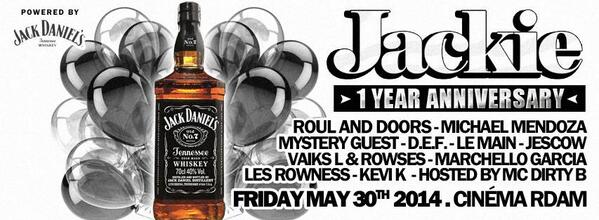 Vanavond JACKIE '1 Year Anniversary' @ Cinéma Rotterdam! B THERE! <a href="/MarchelloGarcia/">(DJ)Marchello Garcia</a> <a href="/McDirtyB/">Mc Patrick Brown</a>