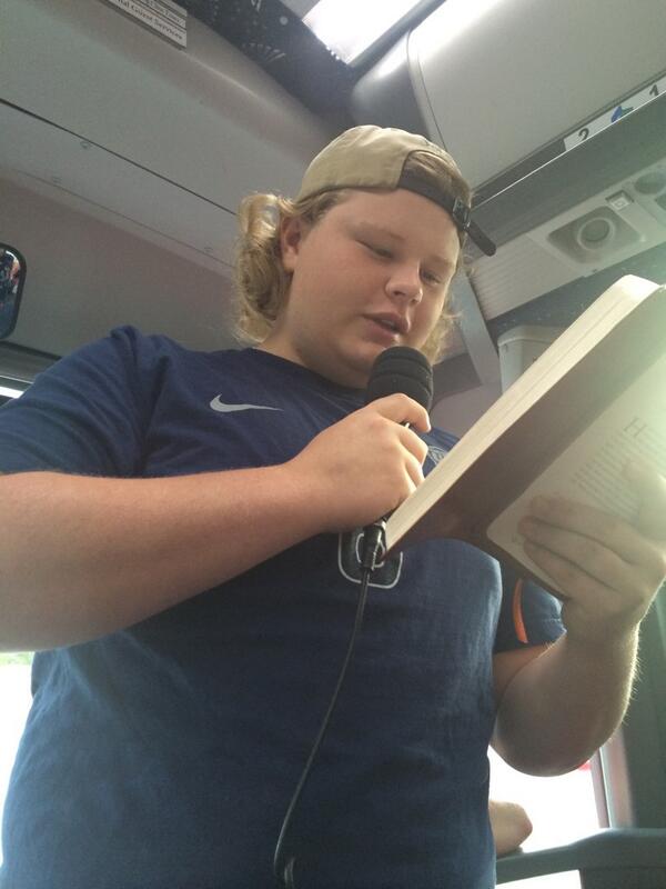 fbcsylacauga's tweet photo. When you are late on a @FBCSylStuMin trip you get to do the devotional. Chan man did a great job with those "wombos" http://t.co/JLQduJvqc1