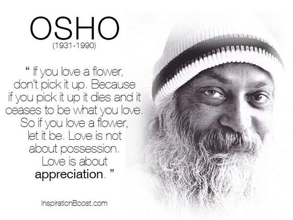 Chantelle Baxter On Twitter Overdosing On Osho Quotes Again If You Love A Flower Dont Pick It Up Http T Co Jhhfgqdy Chantelle Baxter On Twitter Overdosing On Osho Quotes Again If You Love A Flower Dont Pick It Up Http T Co Jhhfgqdy