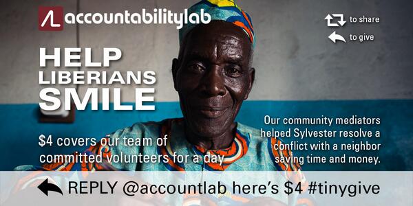 Cam_Tellez's tweet image. Help expand #justice in #Liberia.  #tinygive bit.ly/CJTtG   @AccountLab #in #fb